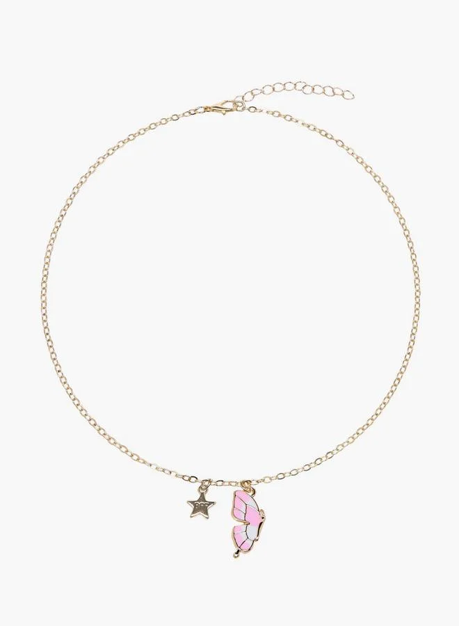 Flora Bella By Shoexpress Butterfly And Star Pendant Necklace With Lobster Clasp Closure - Set Of 2